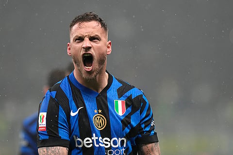 Coppa Italia, Inter vs Lazio: Inter Milan's Marko Arnautovic celebrates after scoring 