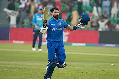 ICC Champions Trophy, AFG vs ENG: Afghanistan's Ibrahim Zadran celebrates after scoring century