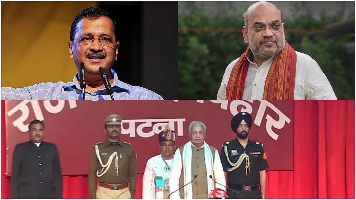 PTI : News Wrap: (Clockwise) AAP Chief Arvind Kejriwal, Union Home Minister Amit Shah, Bihar Cabinet Expansion 