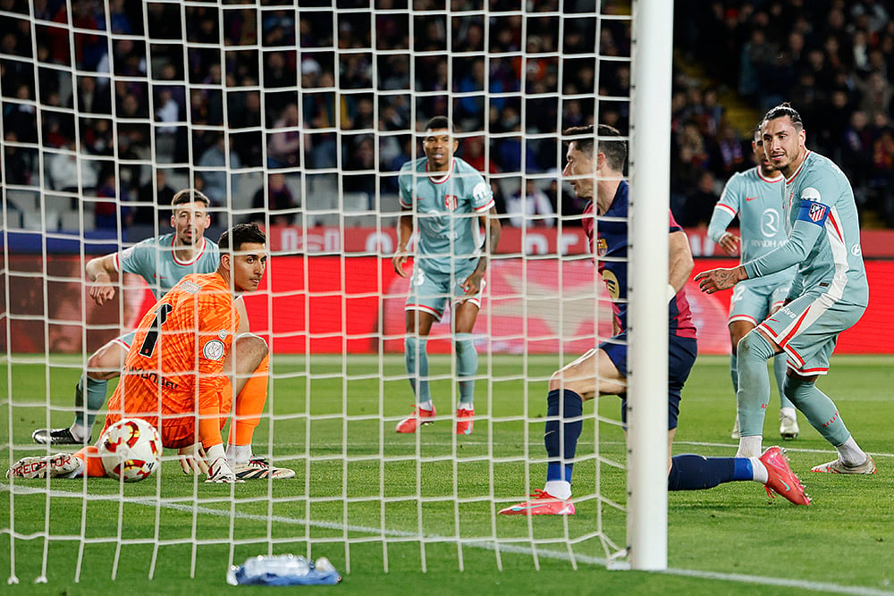 Spanish Copa del Rey or Kings Cup soccer Atletico Madrid vs Barcelona: Robert Lewandowski