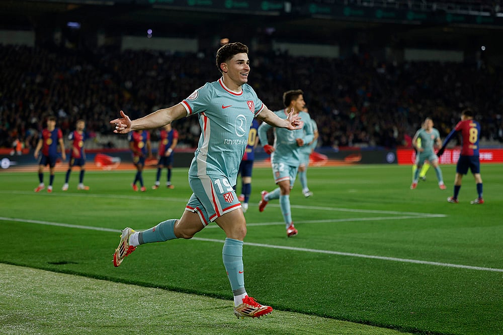 Spanish Copa del Rey or Kings Cup soccer Atletico Madrid vs Barcelona: Julian Alvarez 