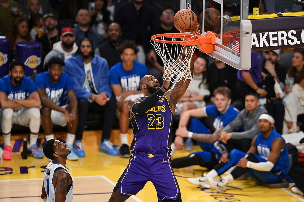 NBA Basketball 2024-25 Dallas Mavericks vs Los Angeles Lakers: LeBron James 