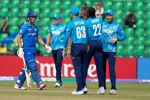 ICC Champions Trophy, AFG vs ENG: Afghanistan's Sediqullah Atal walks off the field as England's Jofra Archer celebrates