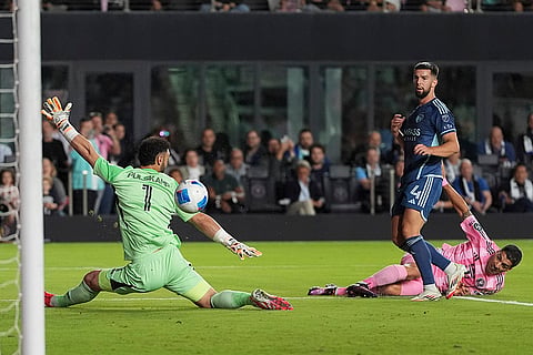 CONCACAF Champions Cup: Inter Miami forward Luis Suarez, right, scores a goal