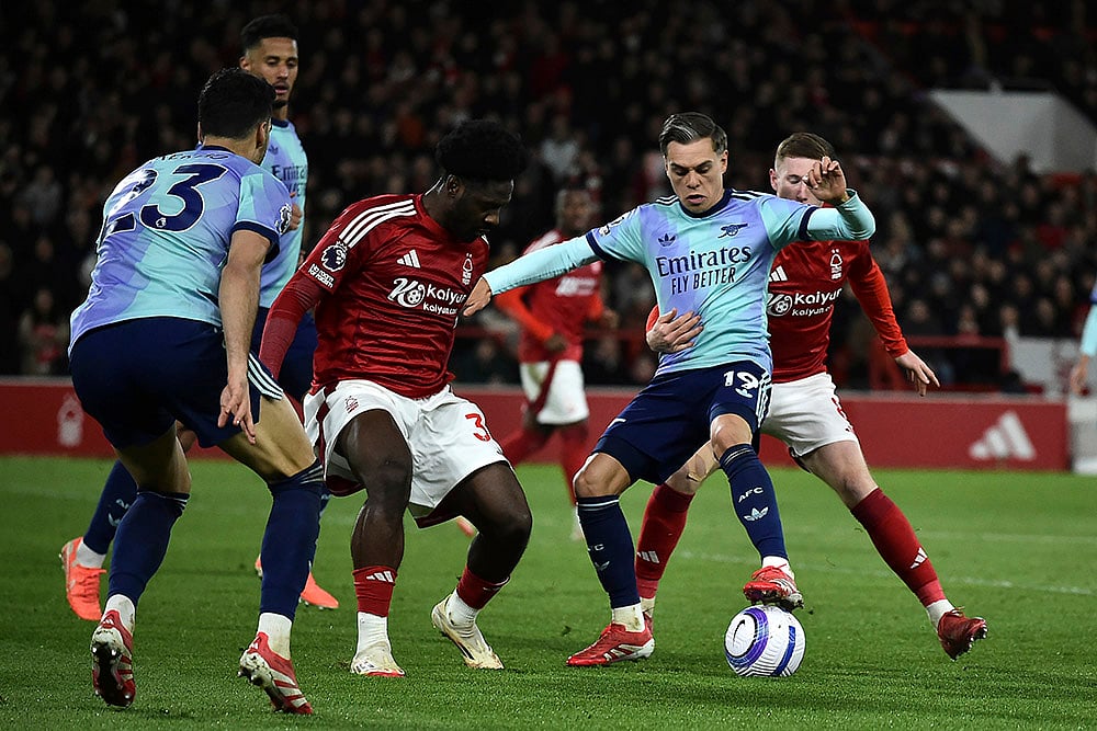 English Premier League Soccer 2024-25 Nottingham Forest vs Arsenal: Ola Aina 