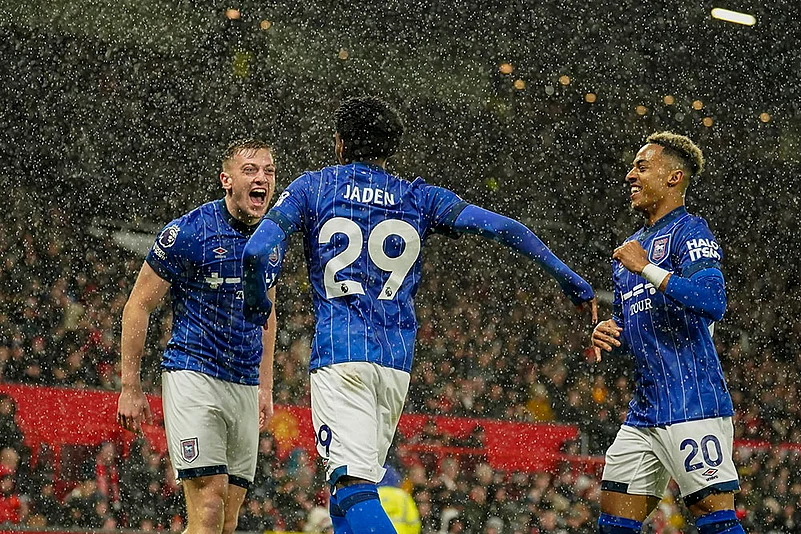 English Premier League Soccer 2024-25 Manchester United Vs Ipswich Town: Jaden Philogene