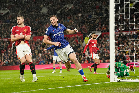 EPL 2024-25: Ipswich Town's Liam Delap celebrates his side's second goal 