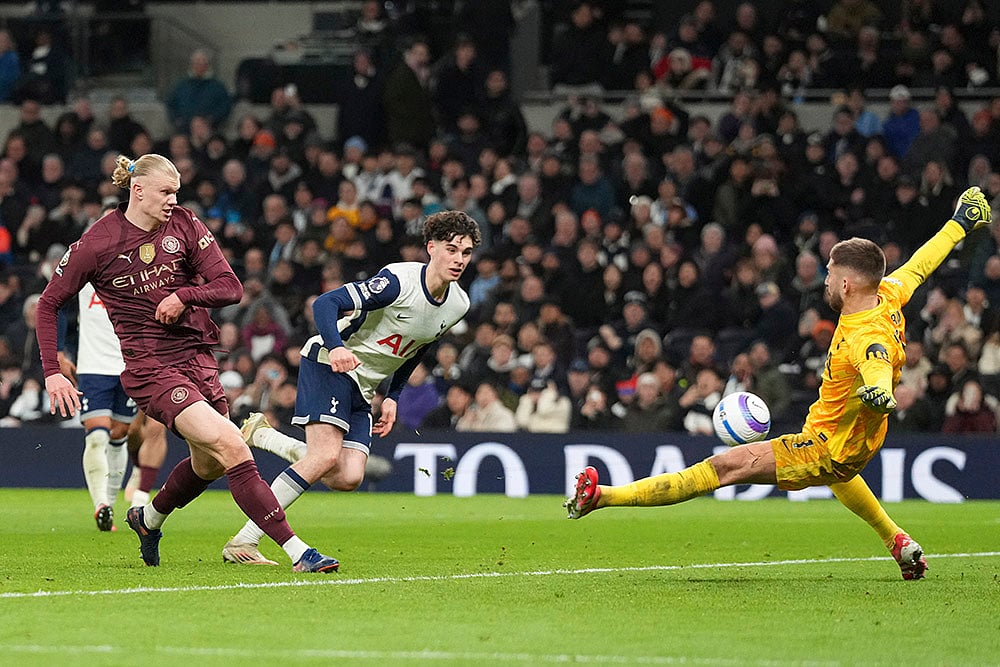 English Premier League Soccer 2024-25 Tottenham Hotspur vs Manchester City: Erling Haaland 