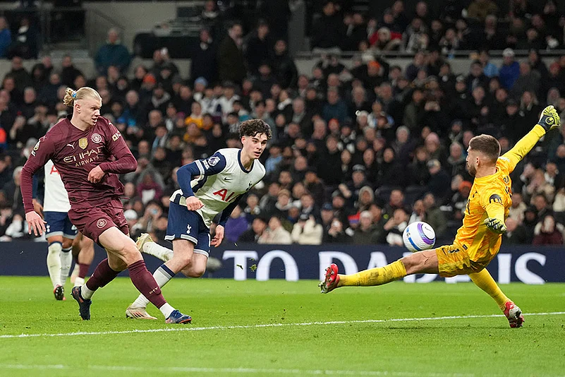 English Premier League Soccer 2024-25 Tottenham Hotspur vs Manchester City: Erling Haaland
