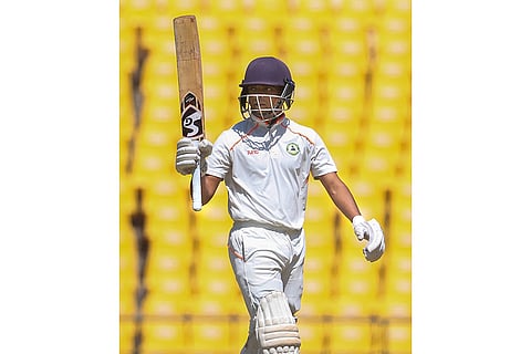 Ranji Trophy Final: Vidarbha's Danish Malewar celebrates his half century 