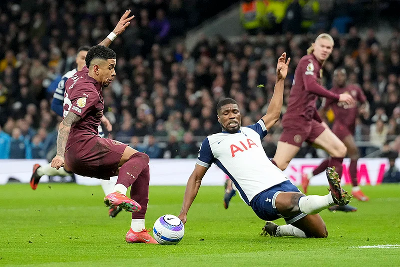 English Premier League Soccer 2024-25 Tottenham Hotspur vs Manchester City: Savinho