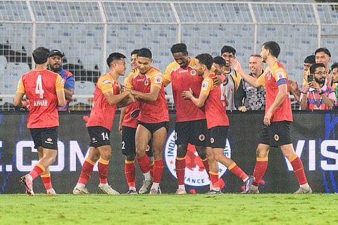 ISL2024-25, EBFC vs HFC: East Bengal players celebrate a goal 