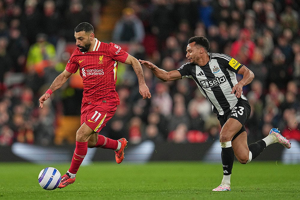 English Premier League Soccer 2024-25 Liverpool Vs Newcastle United match photo: Mohamed Salah 