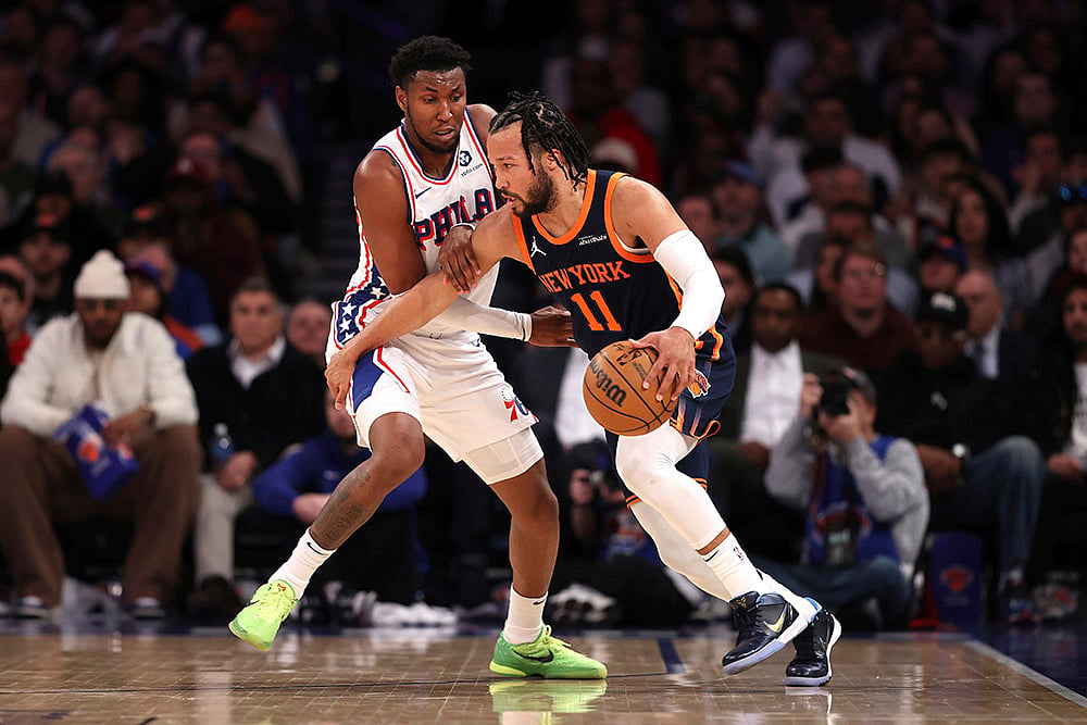 NBA basketball game New York Knicks vs Philadelphia 76ers: Justin Edwards