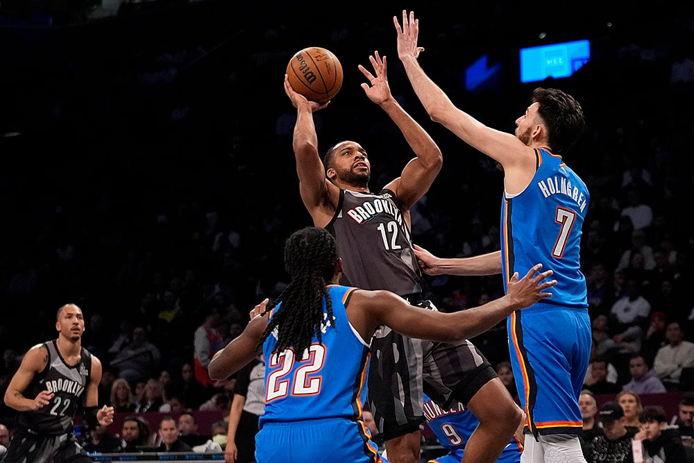 NBA basketball game Oklahoma City Thunder vs Brooklyn Nets: Tosan Evbuomwan