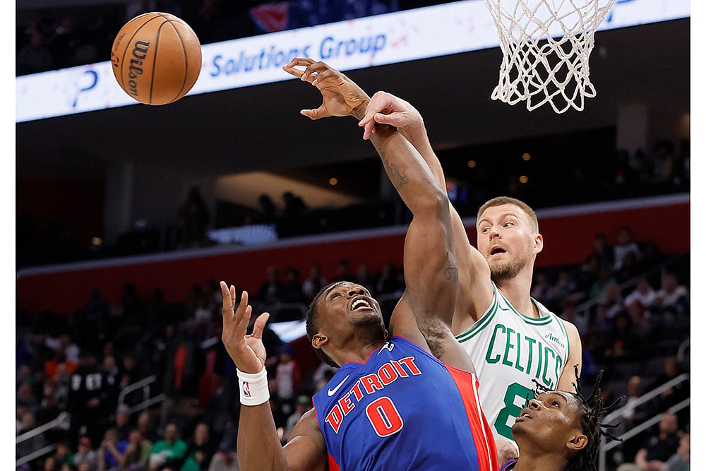 NBA basketball game Detroit Pistons vs Boston Celtics: Kristaps Porzingis