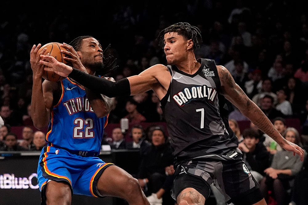 NBA basketball game Oklahoma City Thunder vs Brooklyn Nets:  Cason Wallace