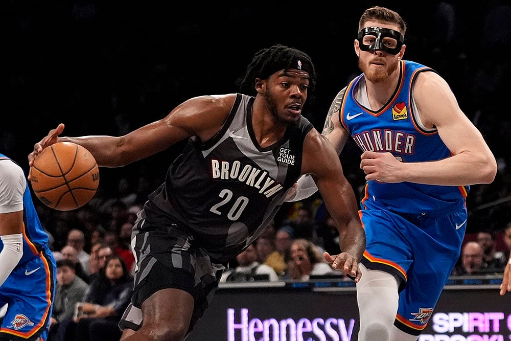 NBA basketball game Oklahoma City Thunder vs Brooklyn Nets: DayRon Sharpe