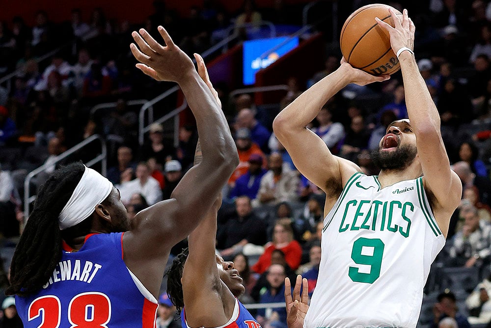 NBA basketball game Detroit Pistons vs Boston Celtics:  Derrick White