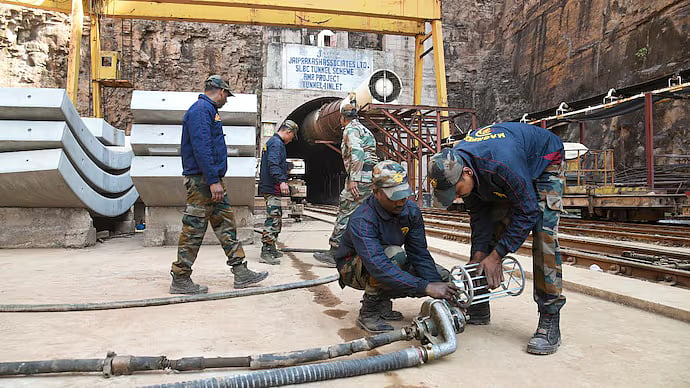 PTI : Rescue operations are underway in Telangana after the partial collapse of a tunnel