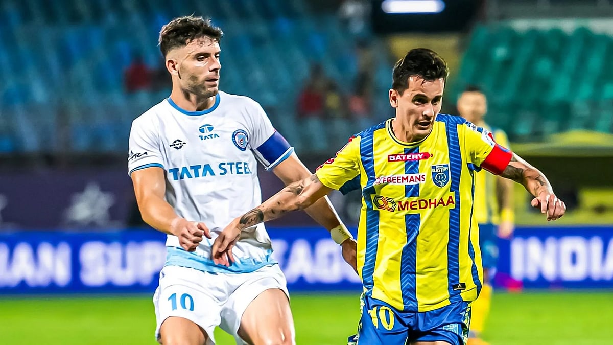 Photo: ISL : Action from the Indian Super League match between Kerala Blasters and Jamshedpur FC.