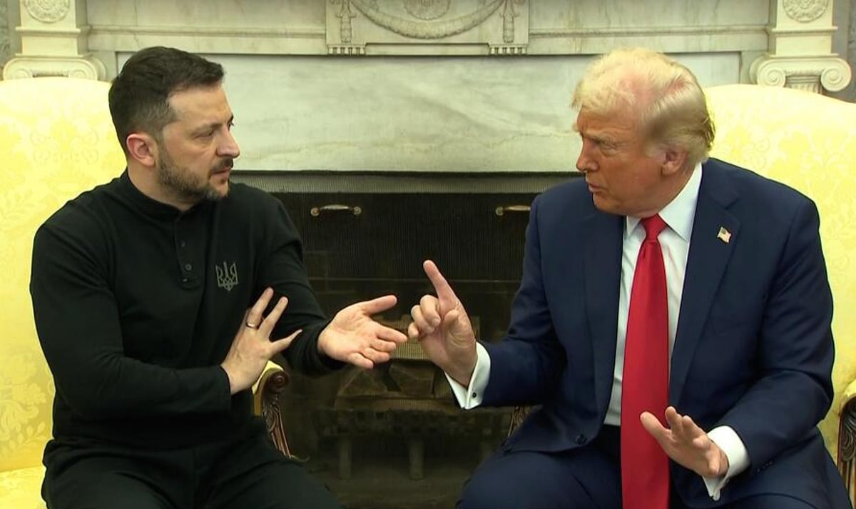 AP screengrab : Trump and Zelensky .