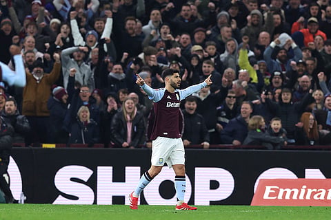 English FA Cup fifth round: Aston Villa's Marco Asensio celebrates after scoring his side's second goal 