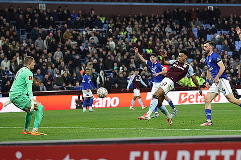 English FA Cup fifth round: Cardiff City's goalkeeper Ethan Horvath saves a shot by Aston Villa's Ollie Watkins