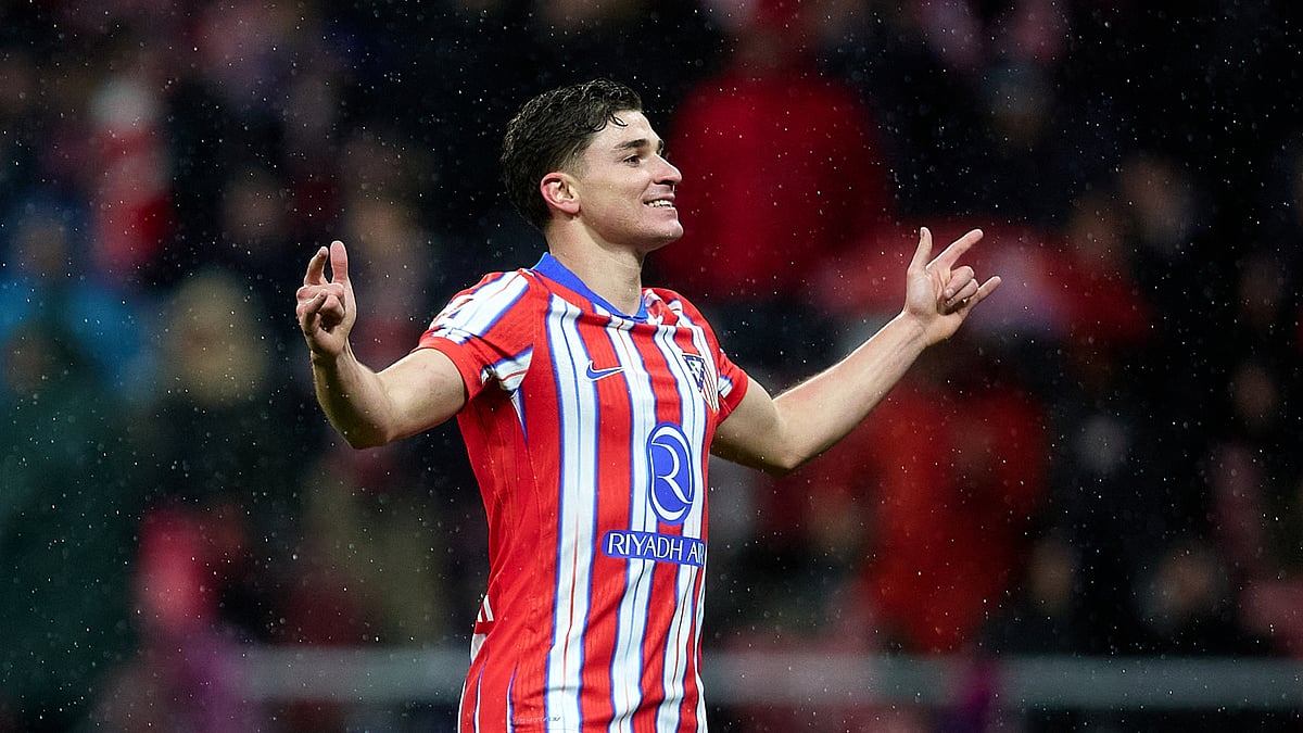 Julian Alvarez celebrates his winning goal against Athletic Bilbao