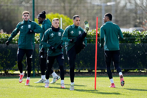 Champions League Round Of 16: Aston Villa players practice 