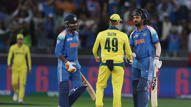 Australias captain Steve Smith congratulates Indias KL Rahul. AP Photo
