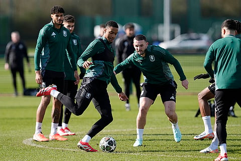 Champions League Round Of 16: Aston Villa players during a training session
