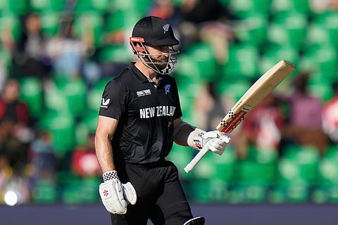 CT 2025, SA vs NZ Semifinal: New Zealand's Kane Williamson celebrates after scoring fifty runs 