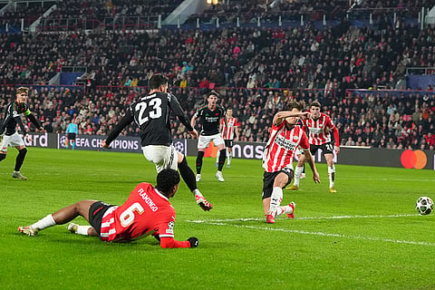 UCL 2024-25 Round Of 16 First leg, PSV vs ARS: Mikel Merino scores his side's second goal 