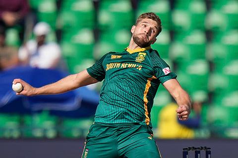 CT 2025, SA vs NZ Semifinal: South Africa's Wiaan Mulder bowls a delivery