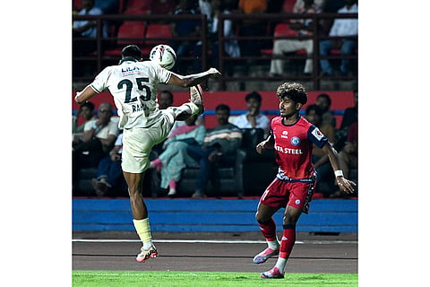 ISL 2024-25, JFC vs OFC: Odisha FC's Rahim Ali tries to control the ball