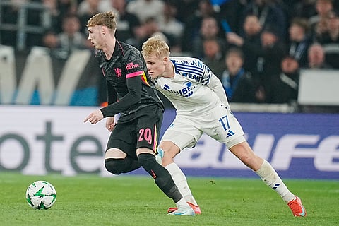 UEFA Conference League: Copenhagen's Victor Froholdt and Chelsea's Cole Palmer in action 