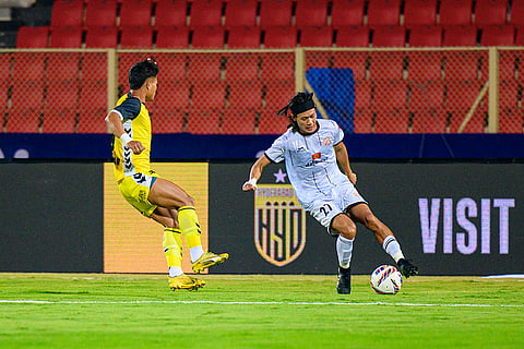 ISL 2024-25, PFC Vs HFC: Abhishek Tekcham (27) of Punjab FC in action