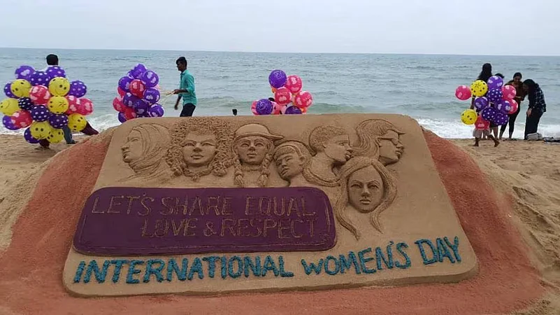 Sand Art on the occasion of International Womens Day