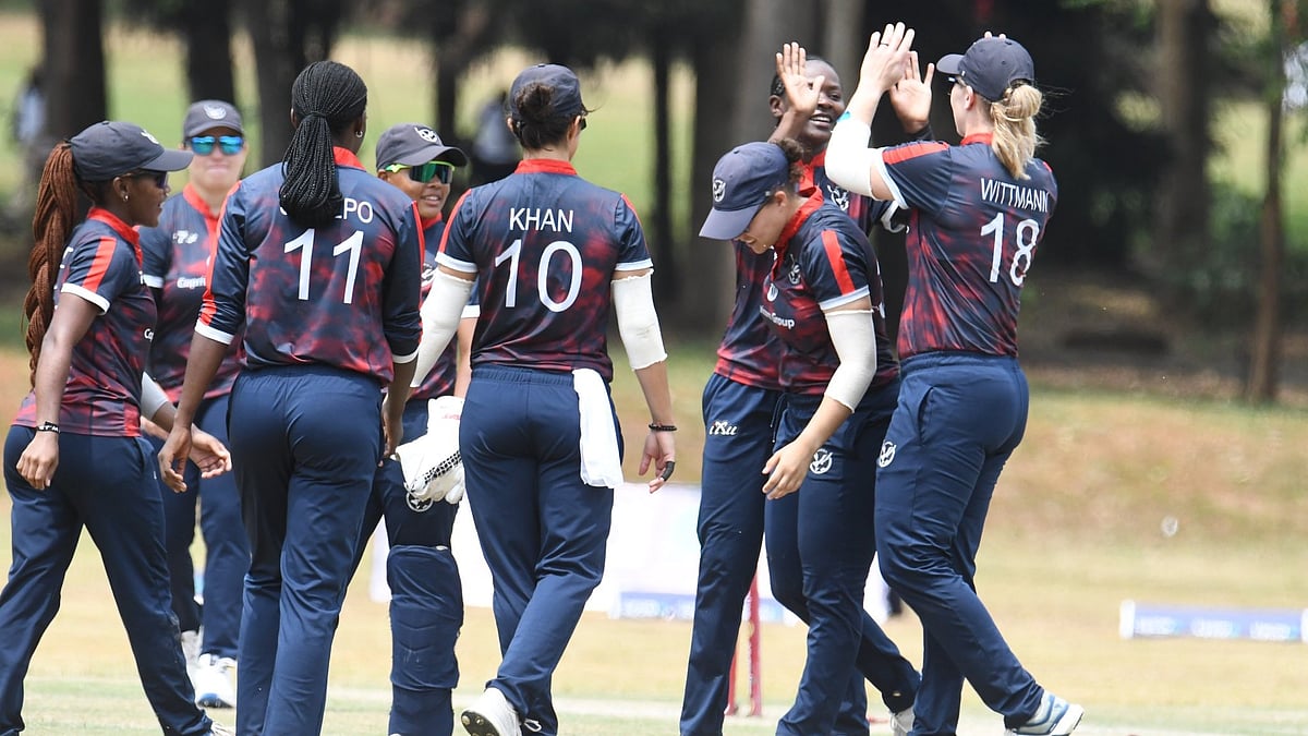 Namibia celebrate a Nepal wicket