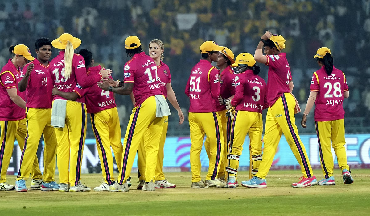 (PTI Photo/Nand Kumar) : Lucknow : UP Warriors team celebrates after winning the match against Royal Challengers during WPL match at Ekana Stadium, Lucknow Saturday, Mar 8, 2025. 