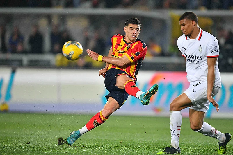 Itally soccer serie A 2024-25 US Lecce vs AC Milan: Nikola Krstovic
