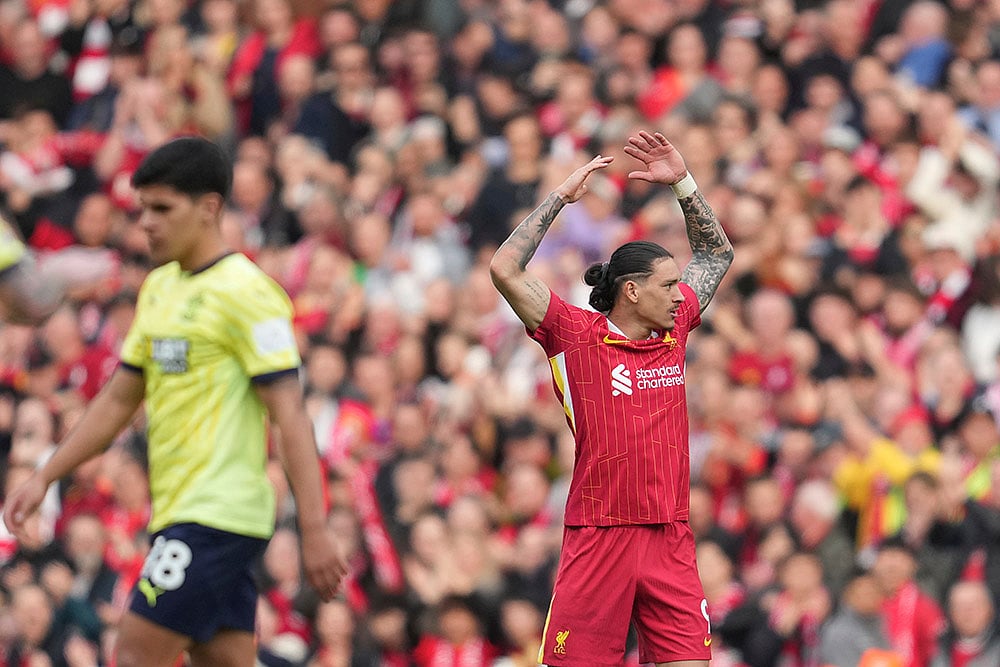 English Premier League 2024-25 Liverpool vs Southampton: Darwin Nunez