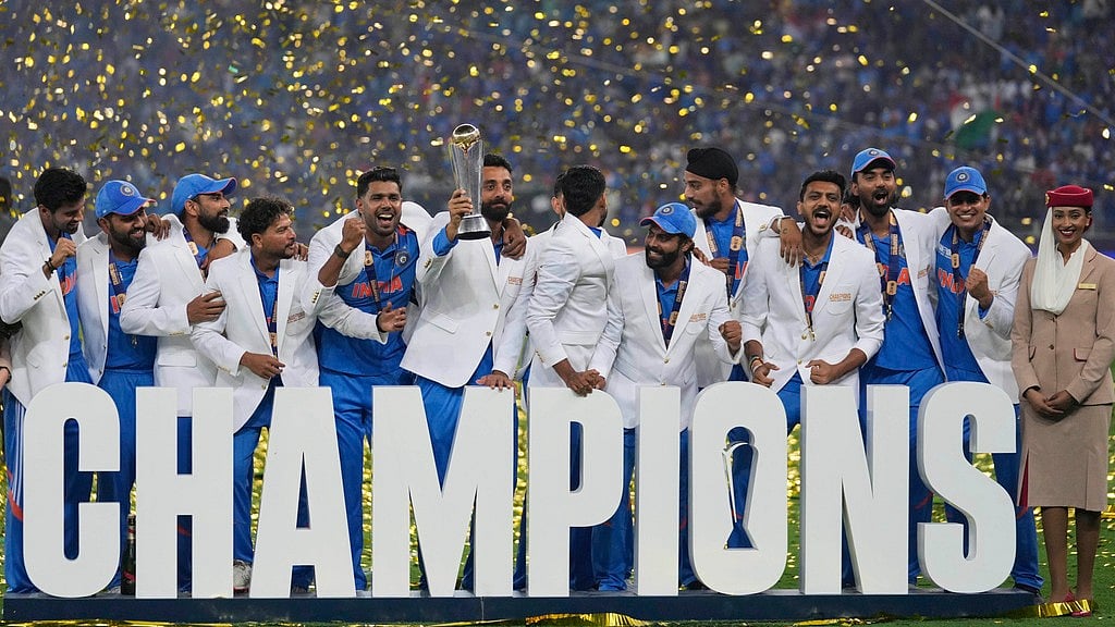 AP : India celebrate after winning the ICC Champions Trophy 2025 final against New Zealand. 