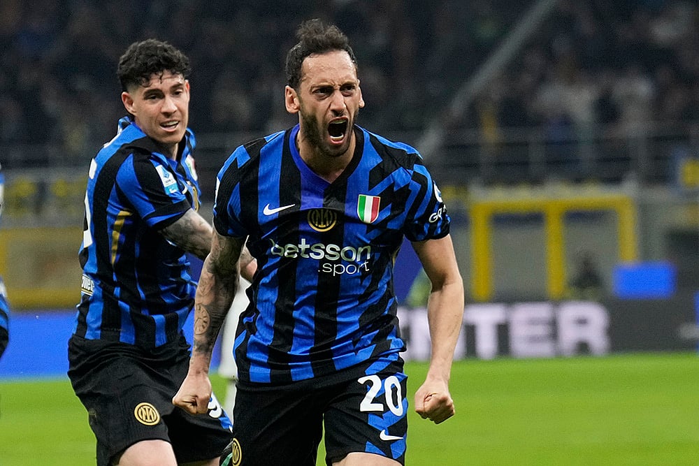 Itally soccer serie A 2024-25 Inter Milan vs Monza: Hakan Calhanoglu 