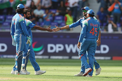 CT 2025, IND vs NZ final: Mohammed Shami celebrates after the dismissal of New Zealand's Daryl Mitchell