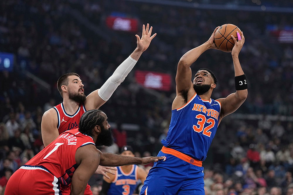 NBA basketball game New York Knicks vs Los Angeles Clippers: Karl-Anthony Towns