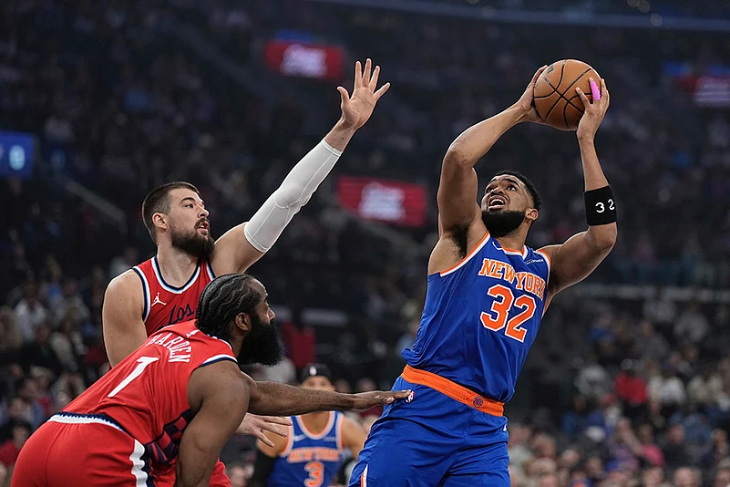 NBA basketball game New York Knicks vs Los Angeles Clippers: Karl-Anthony Towns