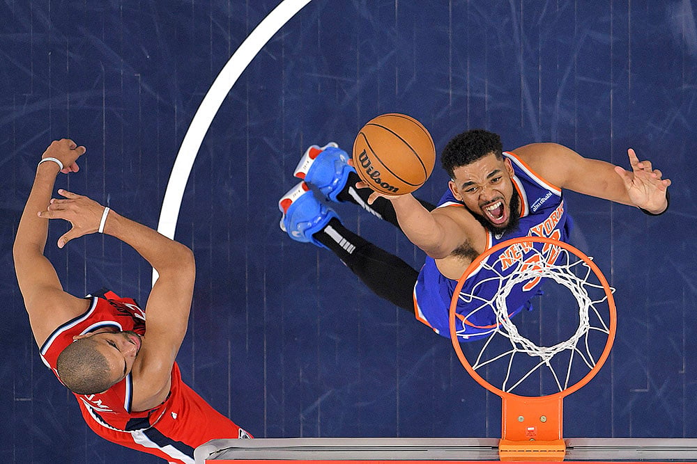 NBA basketball game New York Knicks vs Los Angeles Clippers: Karl-Anthony Towns