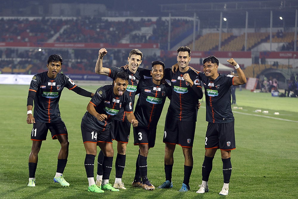 | Photo: FSDL/ISL : ISL 2024-25: NorthEast United players after their 4-0 win